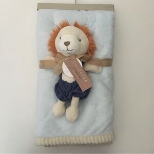 NEW Cozy Baby Blanket Blue and Soft Baby Toy Lovey Lion | Chick Pea